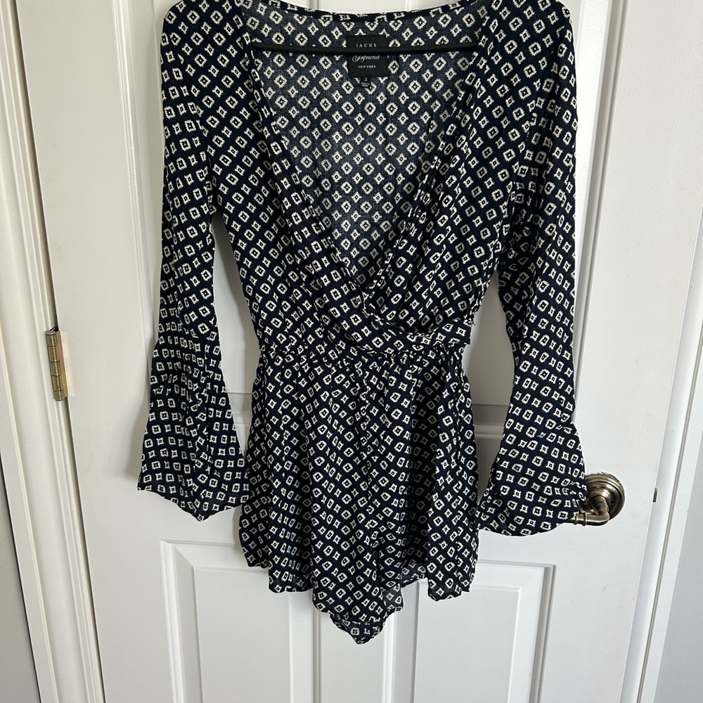 Elegant Black and White Wrap Top